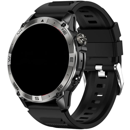 Reloj inteligente con GPS para aventuras al aire libre, funciones de salud, modos de ejercicio , llamas y mensajes bluetooth. Silicona ecológica negra de gran calidad.