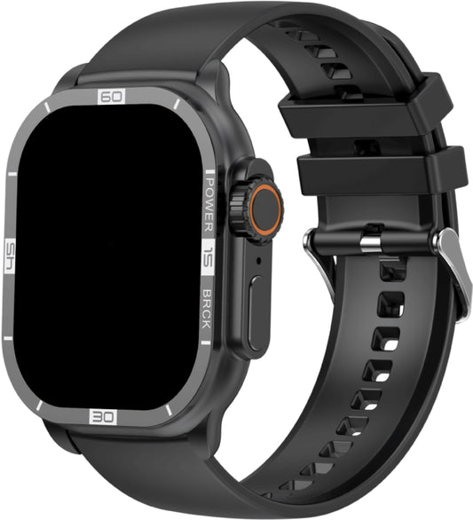 Reloj inteligente VS36 similar al Ultra 2 de Apple, tiene una gran pantalla AMOLED de 2.06" , diseño robusto, gran batería en color negro con correa de silicona