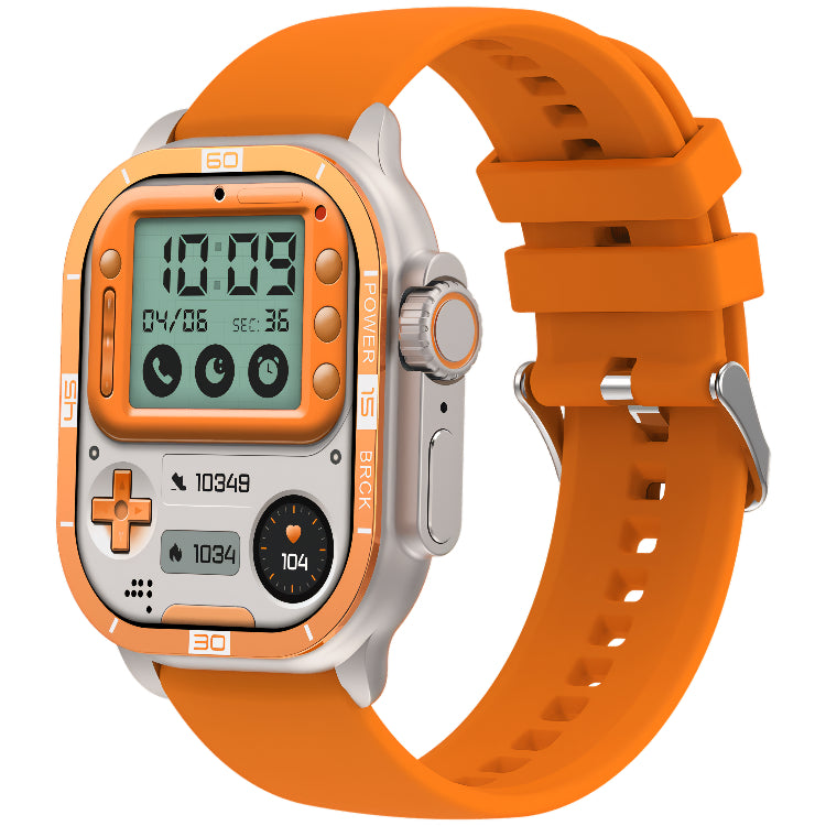 Reloj inteligente VS36 similar al Ultra 2 de Apple, tiene una gran pantalla AMOLED de 2.06" , diseño robusto, gran batería en color naranja con correa de silicona
