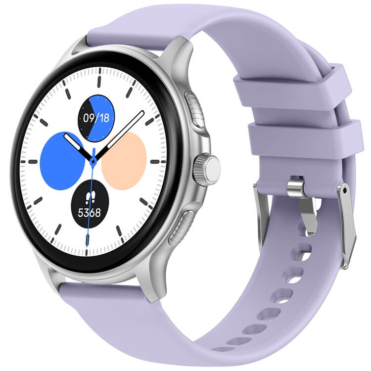 Reloj inteligente barato y deportivo, en varios colores y con una pantalla Amoled HD. Funciones de salud y más de 100 modos deprtivos. Color morado