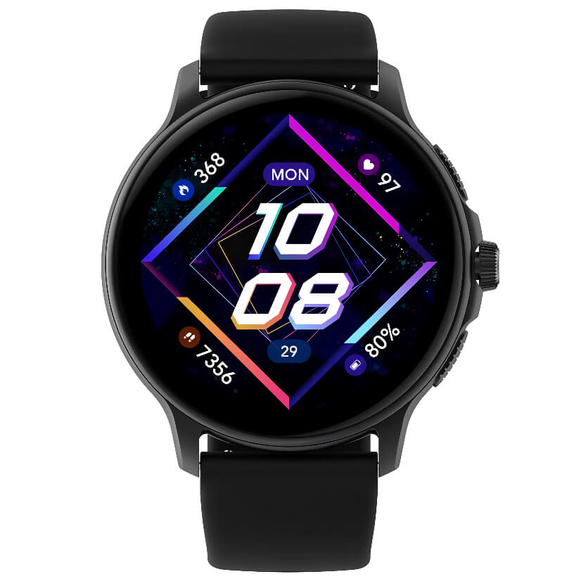 Reloj inteligente barato y deportivo, en varios colores y con una pantalla Amoled HD. Funciones de salud y más de 100 modos deprtivos. Color negro
