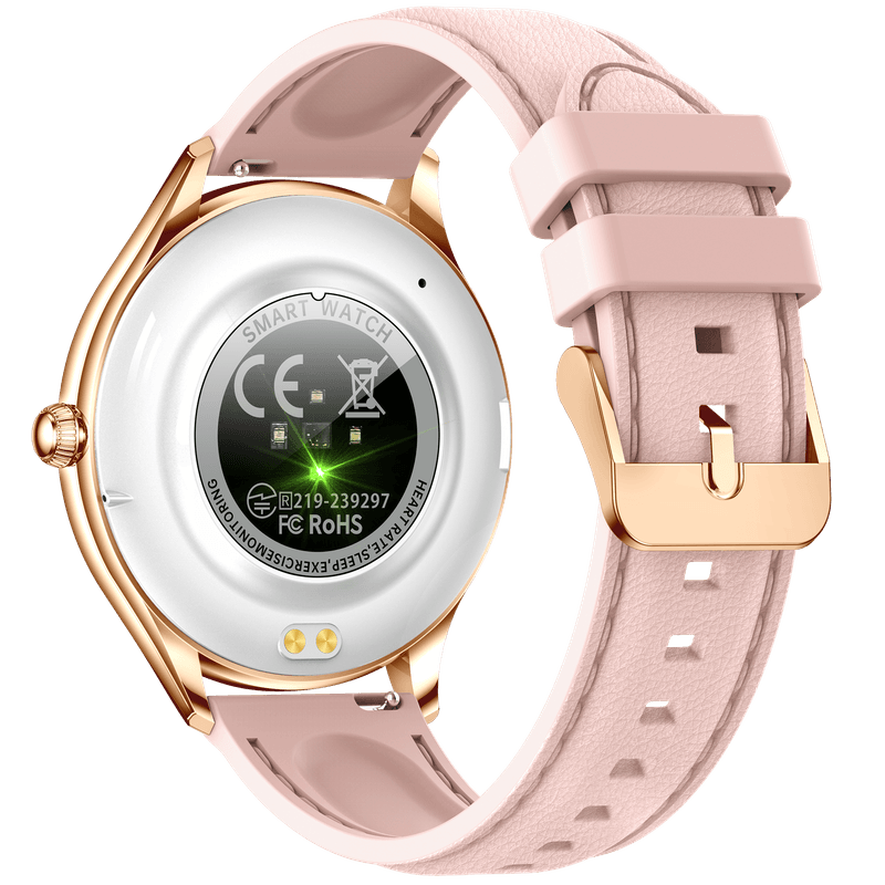 Reloj inteligente de diseño clásico pero con todas las funcionalidades de un smartwatch, puedes elegierlo con correas de metal para llevarlo en esas ocasiones especiales. En color oro y plata