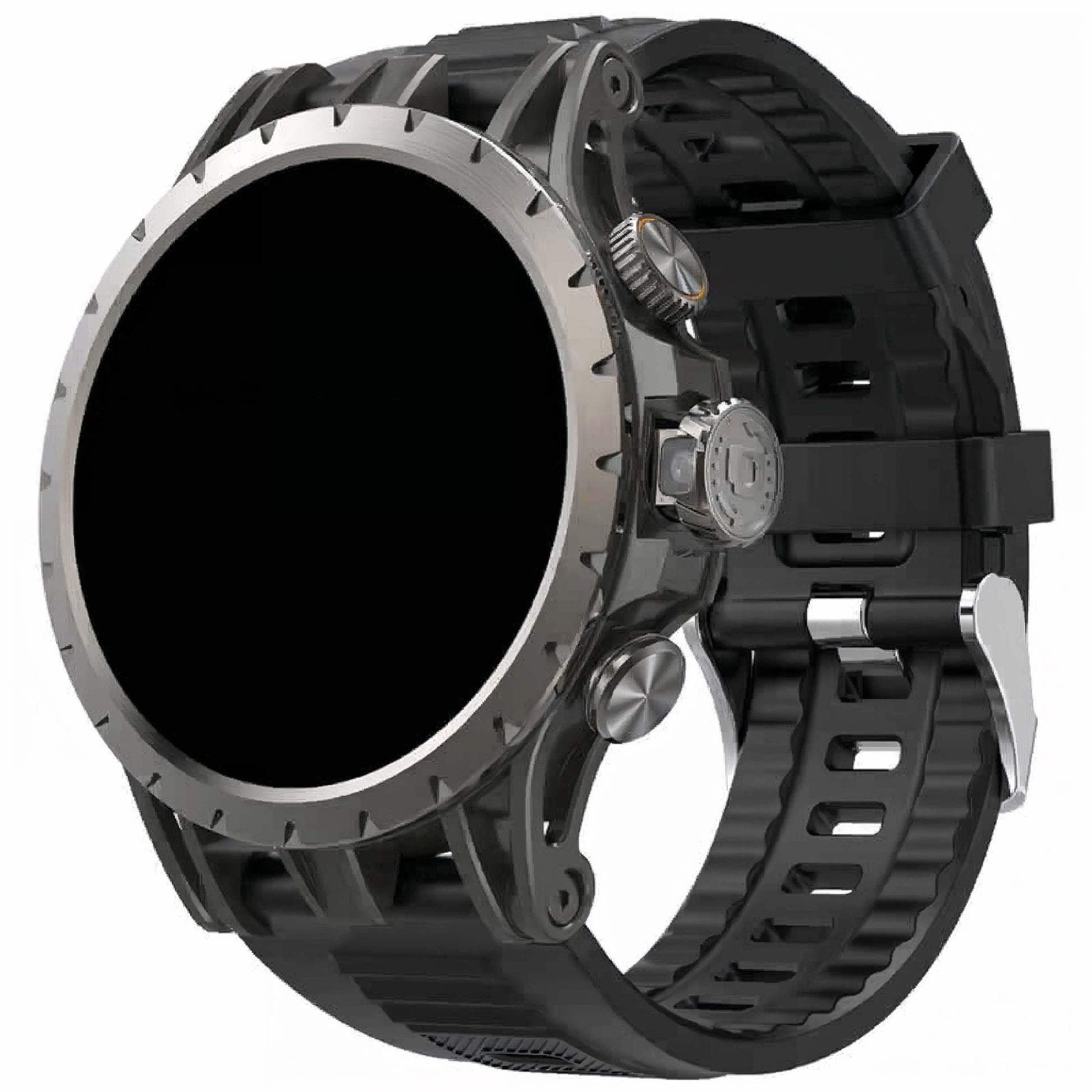 Smartwatch 4G con tarjeta SIM de diseño deportivo, color negro y caja de acero. Este reloj inteligente es la gama PREMIUM de nuestra marca.
