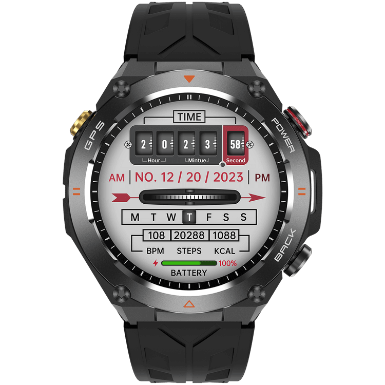 Smartwatch para hombre con GPS y brújula, diseño deportivo y materiales resistentes, con funciones para aire libre