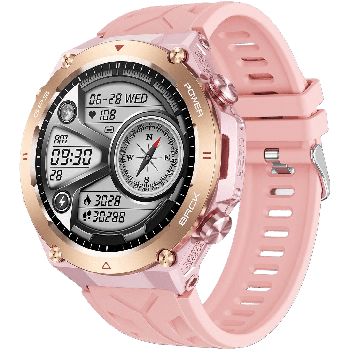 Smartwatch para mujer con GPS y brújula, diseño deportivo y materiales resistentes