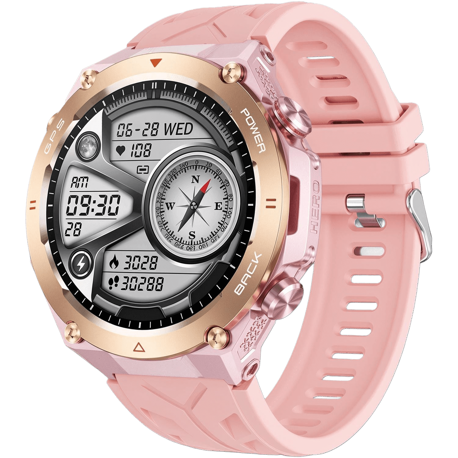 Smartwatch para mujer con GPS y brújula, diseño deportivo y materiales resistentes